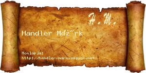 Handler Márk névjegykártya